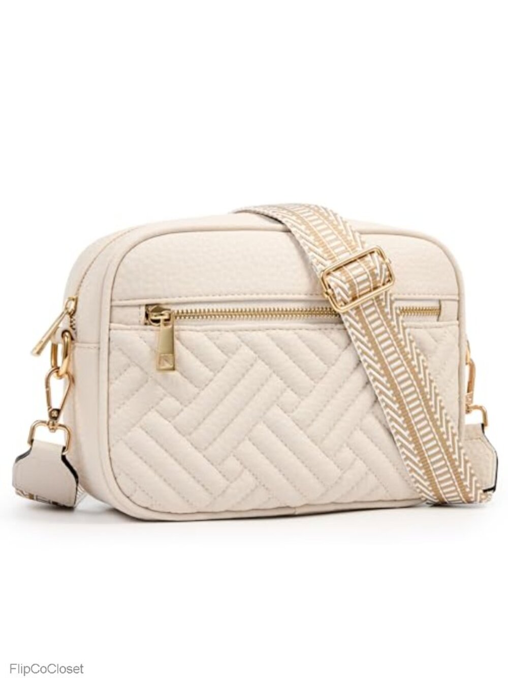 Quilted Crossbody Bag Vegan Leather Small Purse Adjustable Guitar Strap